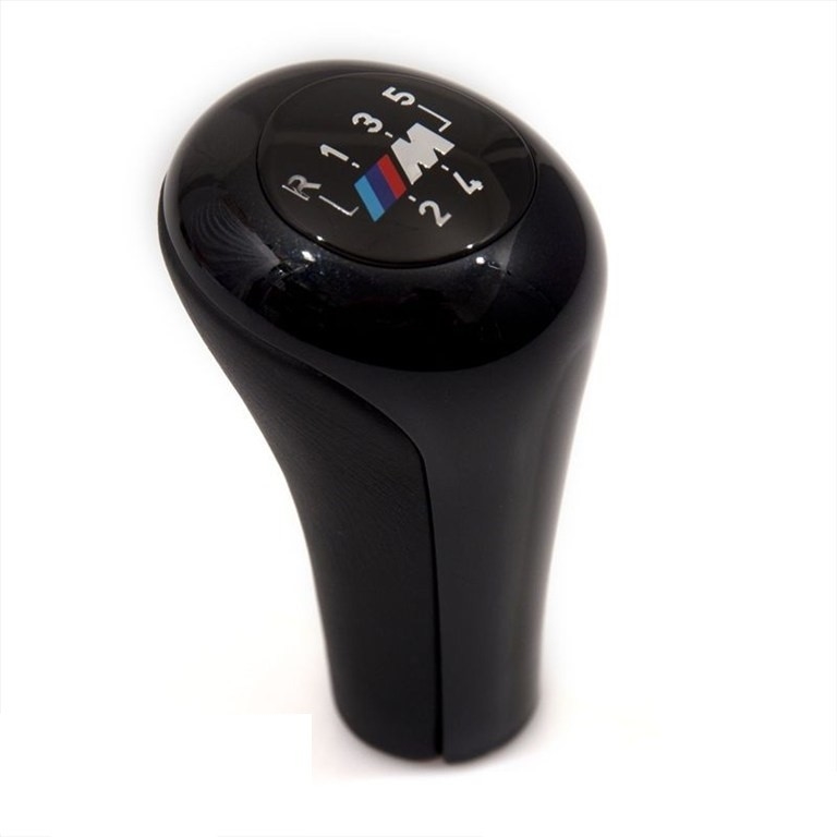 M pookknop leder / hoogglans zwart 5 bak origineel BMW passend voor de E28, E30, E34, E36, E39, E46, Z4 Z85/E86, Z3, X5 E53.