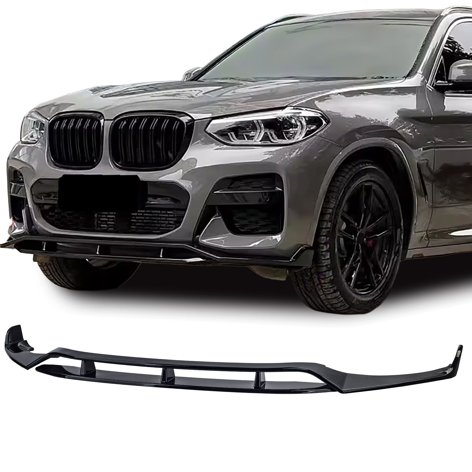 Glanzend zwarte frontspoiler passend voor BMW X3 G01 model 2017 - 2021