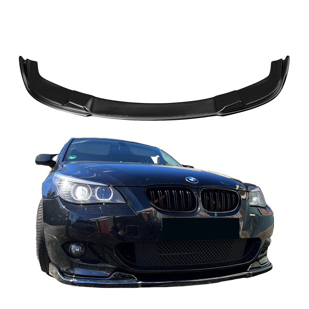 Front spoiler glanzend zwart passend voor BMW 5 serie E60 en E61 met M pakket voorbumper