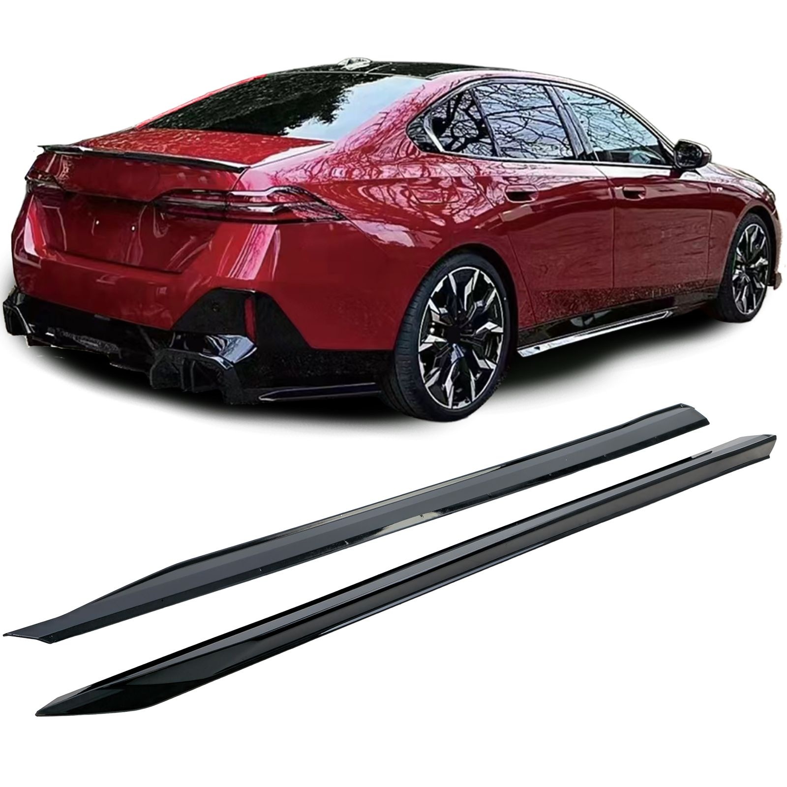 Glanzend zwarte sideskirts aanzets passend voor BMW 5 serie G60 i5 en G61 i5 met M pakket sideskirts