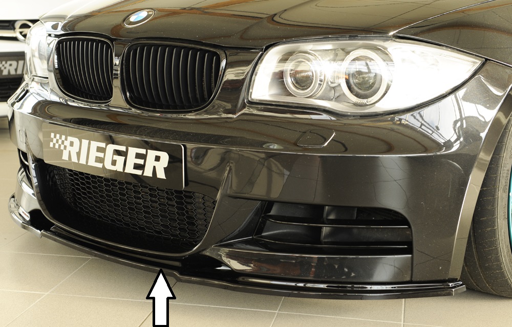 Rieger frontlip glanzend zwart passend voor BMW 1 serie E82 en E88 met M pakket voorbumper