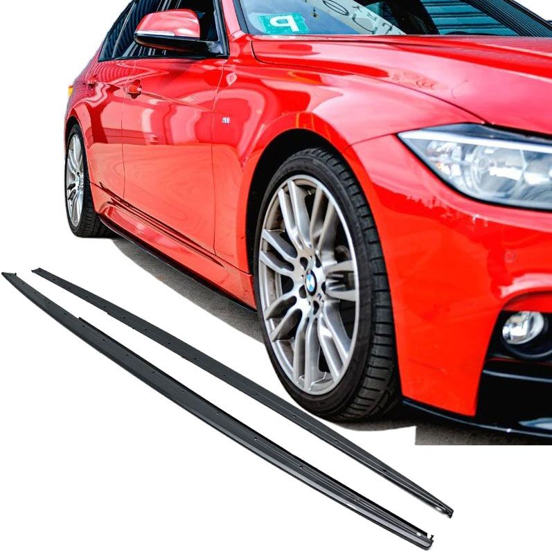 Performance look aanzet sideskirts glanzend zwart passend voor BMW 3 serie F30 en F31 met M pakket sideskirts