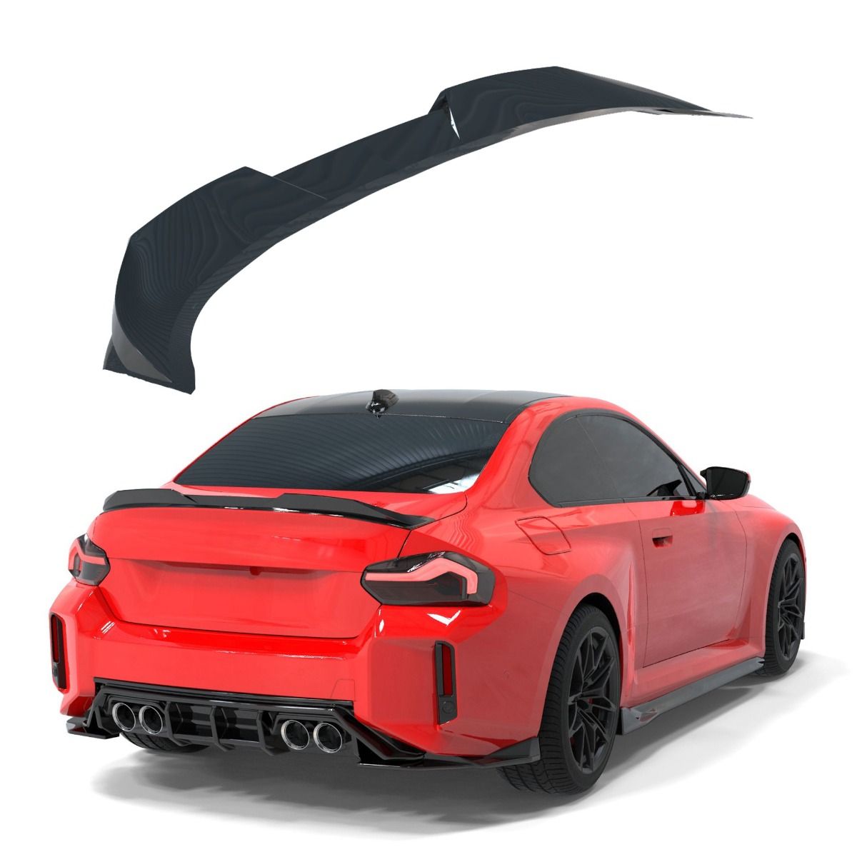 Glanzend zwarte EVO look kofferspoiler passend voor BMW M2 G87
