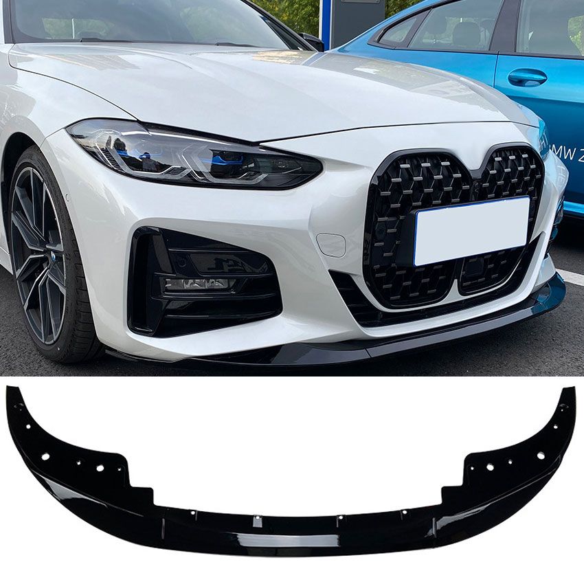 Glanzend zwarte frontlip passend voor BMW 4 serie G22 en G23 met M pakket voorbumper