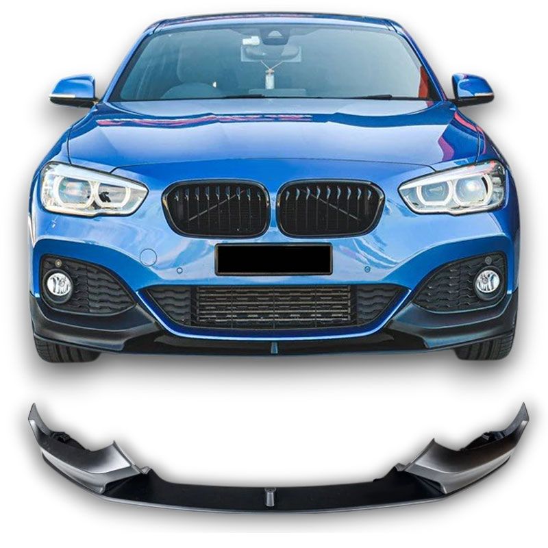Front spoiler mat zwart passend voor BMW 1 serie F20 LCI en F21 LCI met M pakket voorbumper