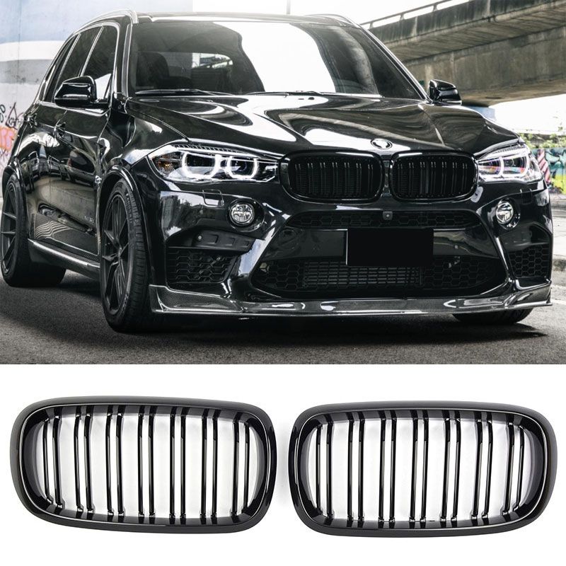 Dubbelspijls grillen glanzend zwart passend voor BMW X5 F15 en X6 F16