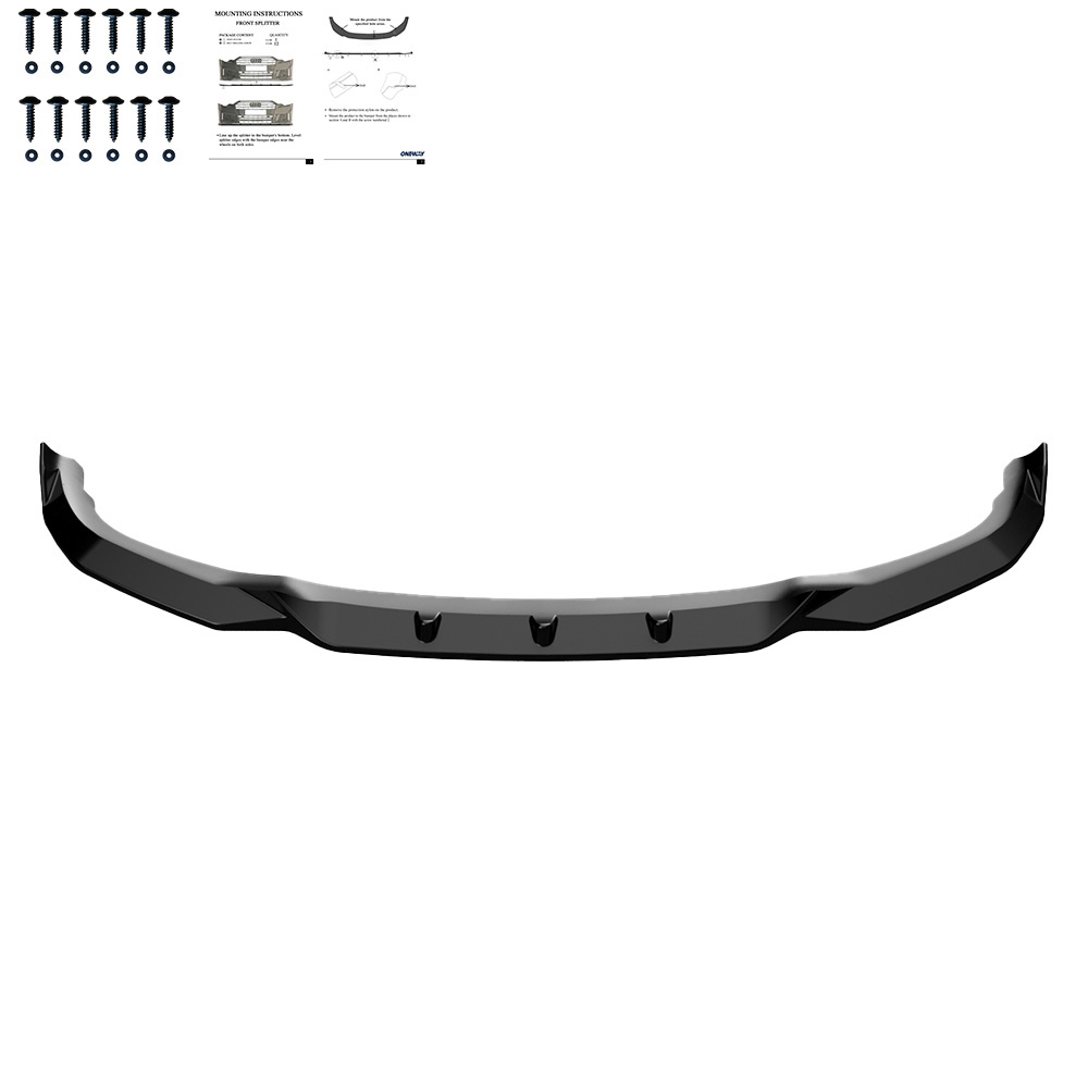 Glanzend zwarte frontsplitter passend voor BMW X1 F48 met M pakket voorbumper model 2015 - 2019