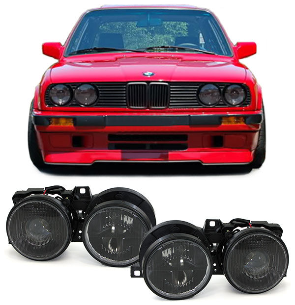 Smoke koplampen met kruis passend voor BMW 3 serie E30 type 2