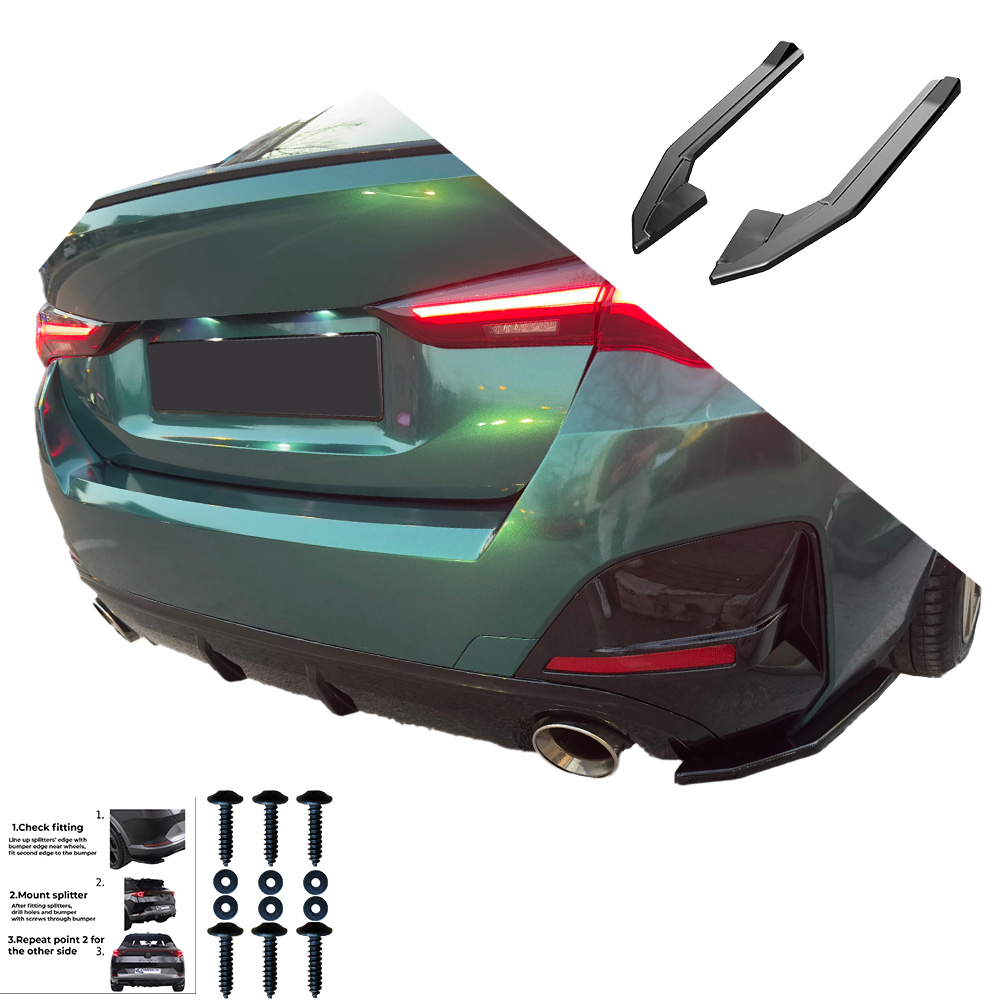Splitters diffuser glanzend zwart passend voor BMW i4 G26 met M pakket achterbumper
