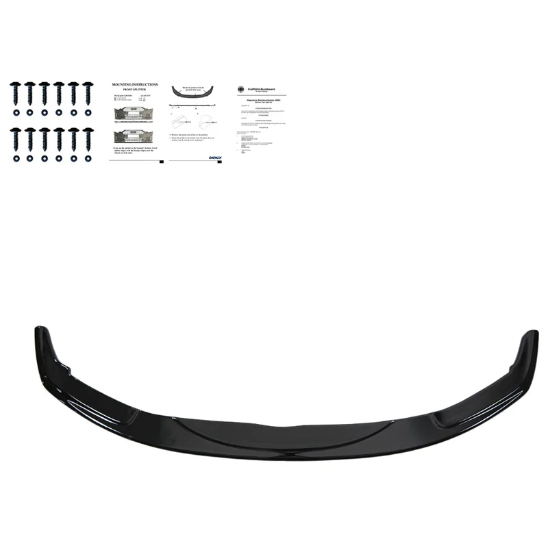 Front spoiler versie 3 glanzend zwart passend voor BMW 5 serie F10 en F11 met M pakket voorbumper
