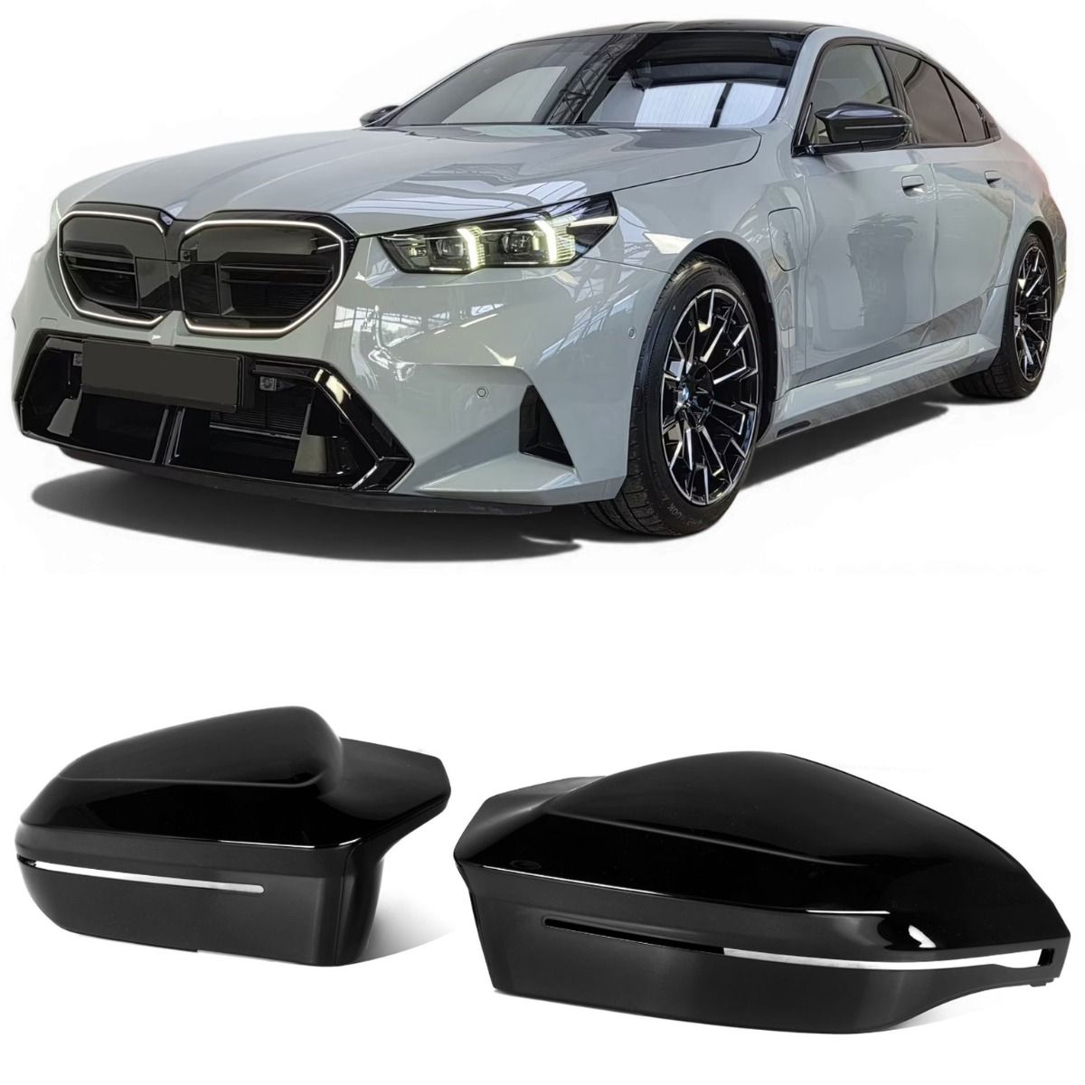 Glanzend zwarte spiegelkappen passend voor BMW 5 serie G60 en G61