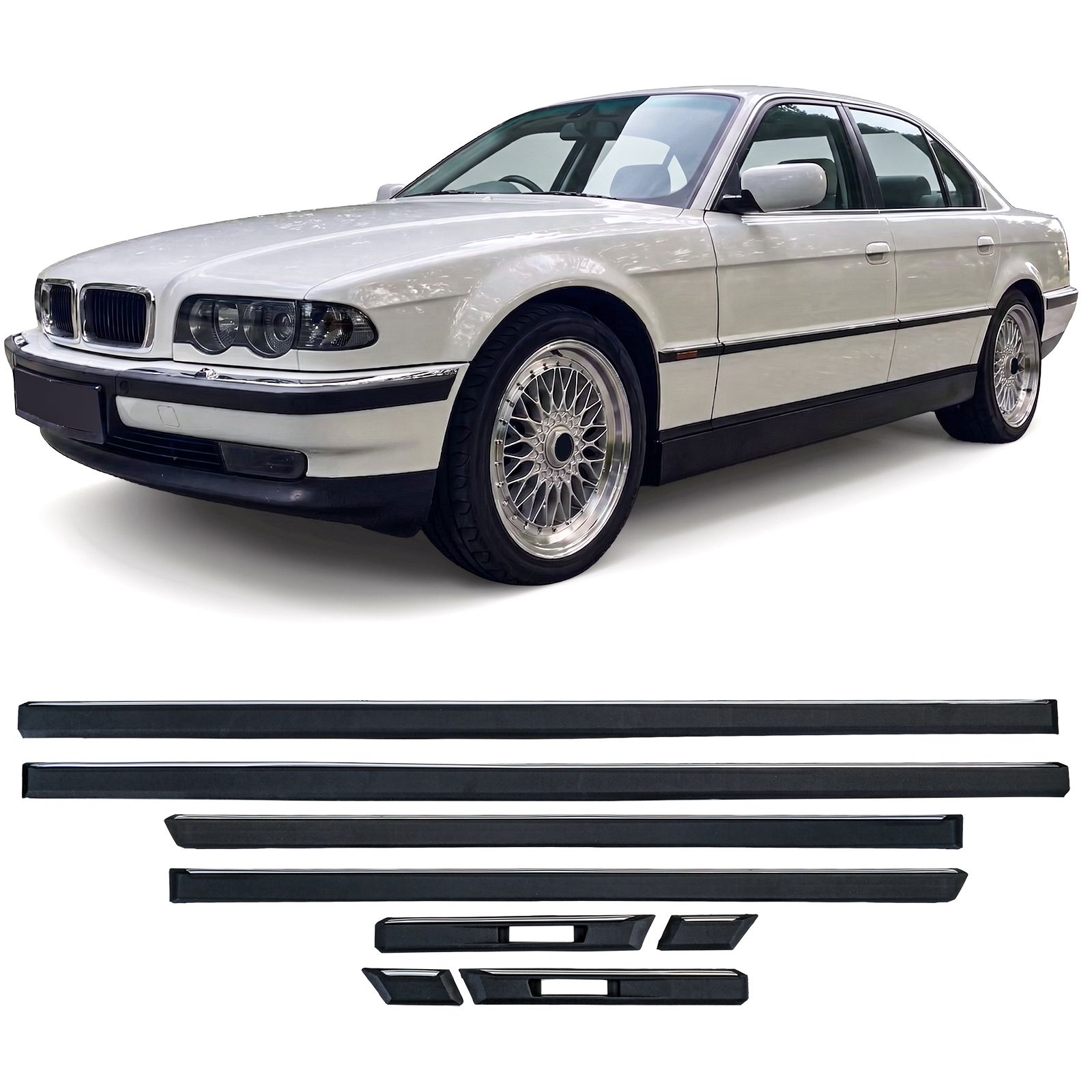 Stootlijsten set met chromen sierlijst passend voor BMW 7 serie E38