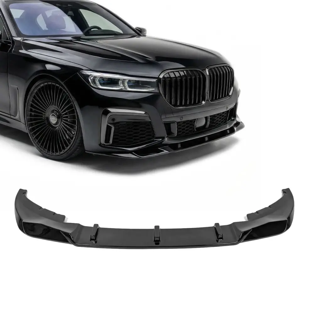 Glanzend zwarte frontlip passend voor BMW 7 serie G11 LCI en G12 LCI met M pakket voorbumper model 2019 - 2022
