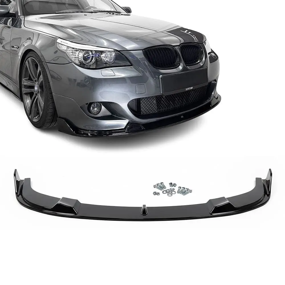 HM front spoiler glanzend zwart passend voor BMW 5 serie E60 en E61 met M pakket voorbumper