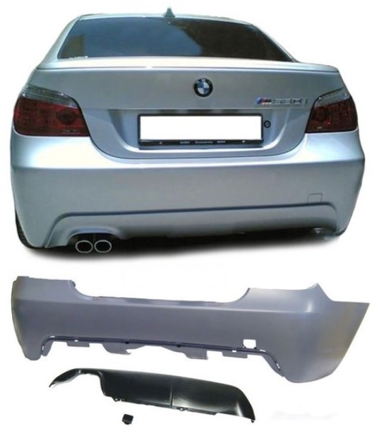 Sportlook achterbumper passend voor BMW 5 serie E60 LCI sedan model 2007 - 2010 met parkeersensoren