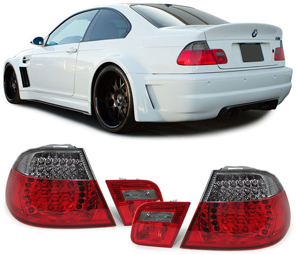 LED achterlichten rood / smoke passend voor BMW 3 serie E46 coupe model 1999 - 2003