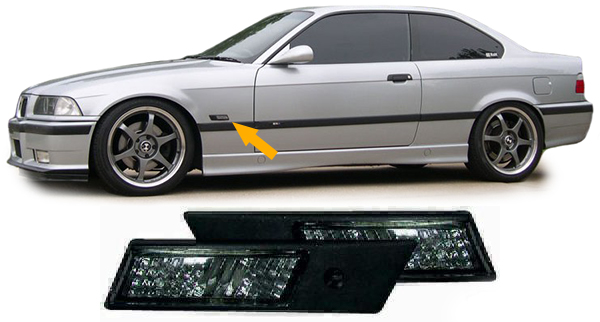 Zijknipperlichten smoke design passend voor BMW 3 serie E36 tot 09/1996 en 5 serie E34