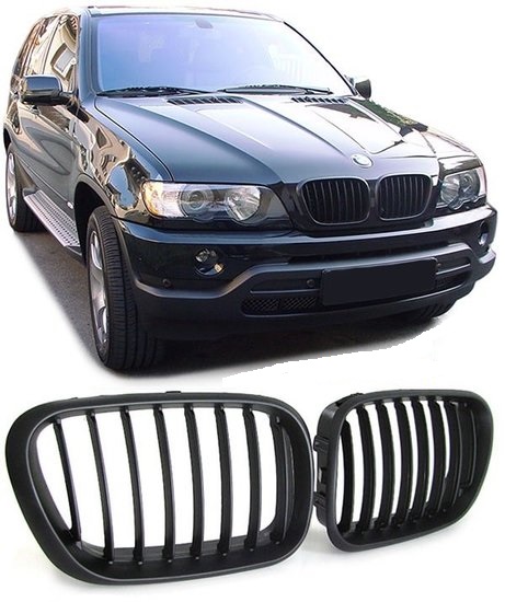 Mat zwarte grillen passend voor BMW X5 E53 model 1999 - 2003
