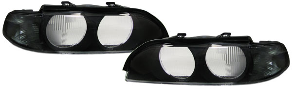 Koplampglazen met smoke knipperlichten passend voor BMW 5 serie E39 model 1995 - 2000