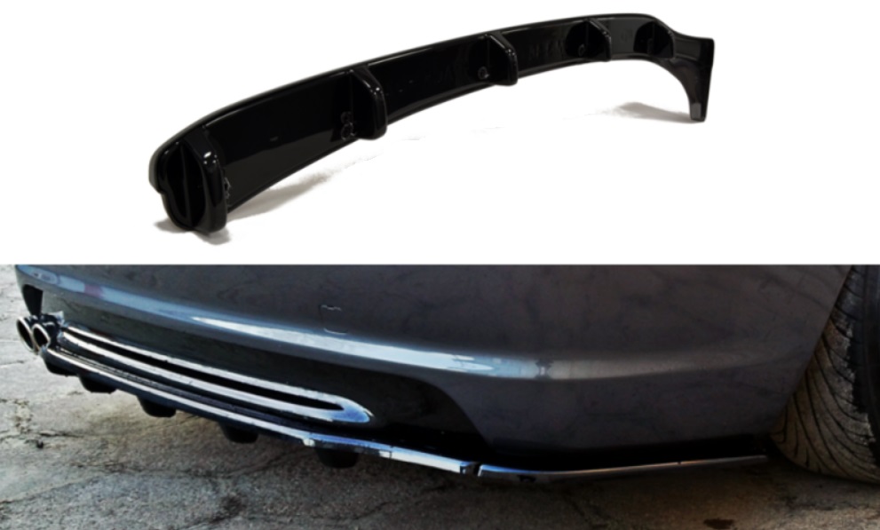 Diffuser met vinnen glanzend zwart passend voor BMW 3 serie E46 coupe en cabrio met M pakket achterbumper Maxton Design