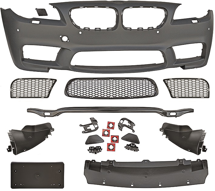 EVO look voorbumper passend voor BMW 5 serie F10 en F11 met pdc en koplampreiniging