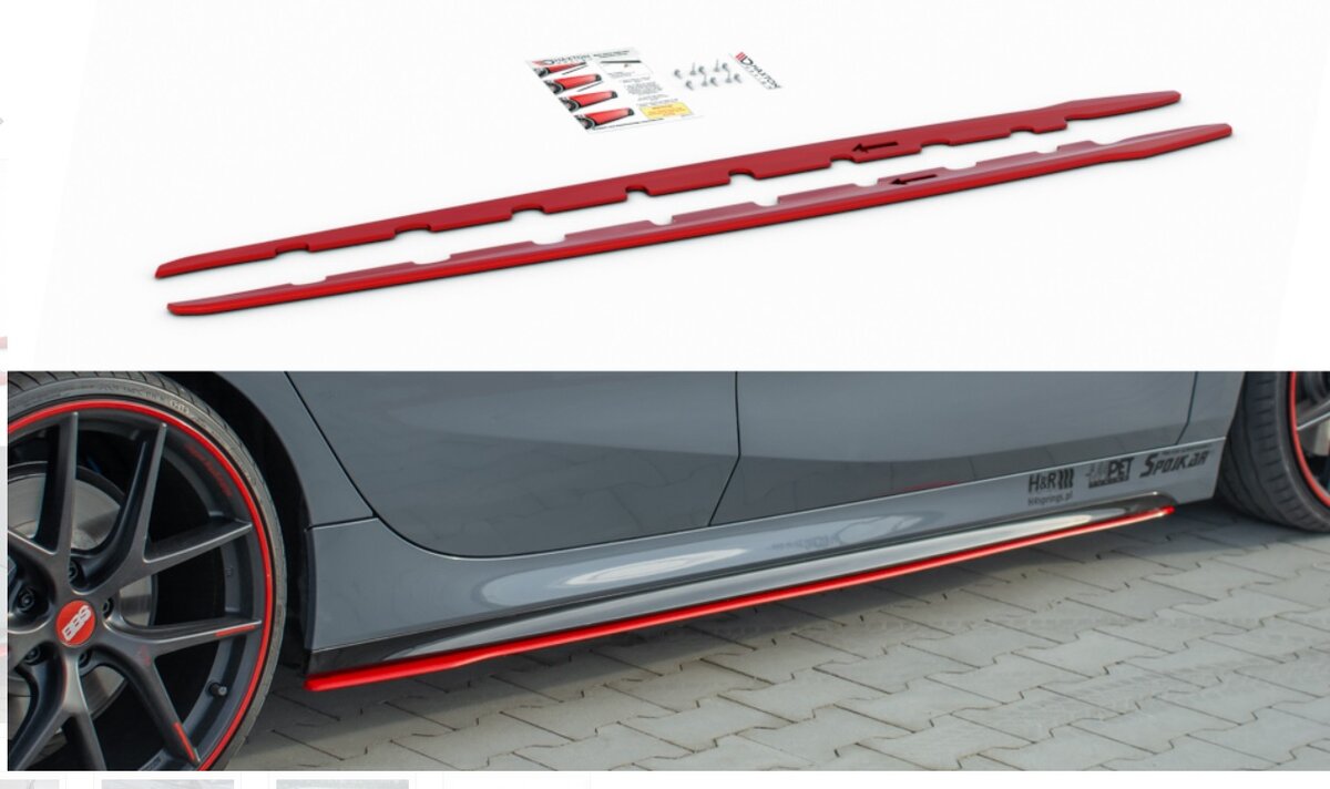 Aanzet rood V3 passend voor BMW 1 serie F40 met M pakket sideskirts Maxton Design