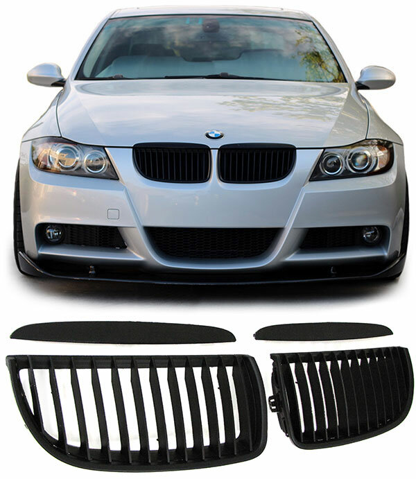 Mat zwarte grillen passend voor BMW 3 serie E90 en E91 model 2005 - 2008