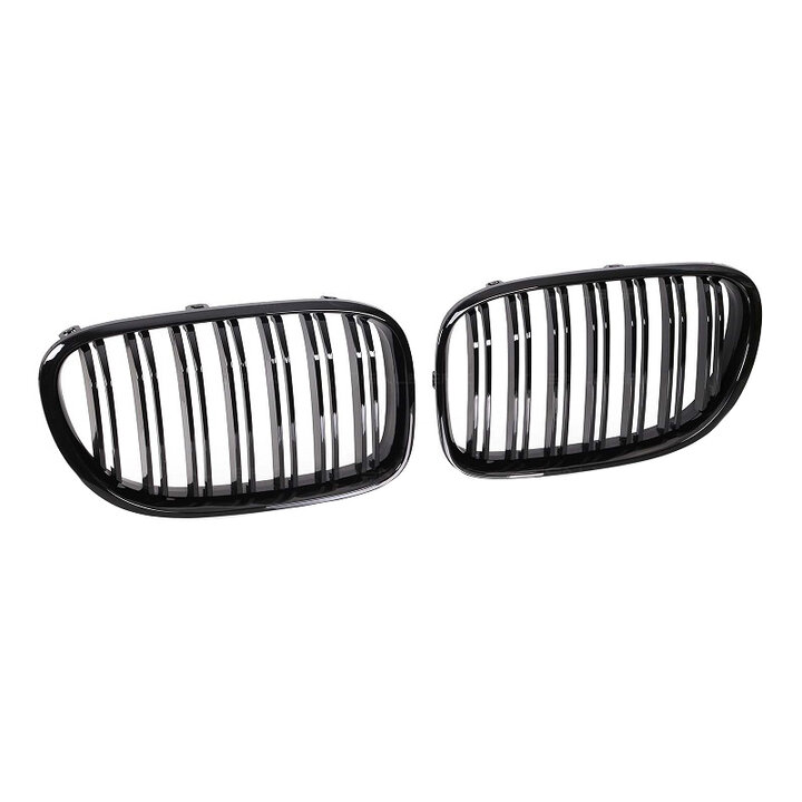 Dubbelspijls hoogglans zwarte grillen passend voor BMW 7 serie F01 en F02