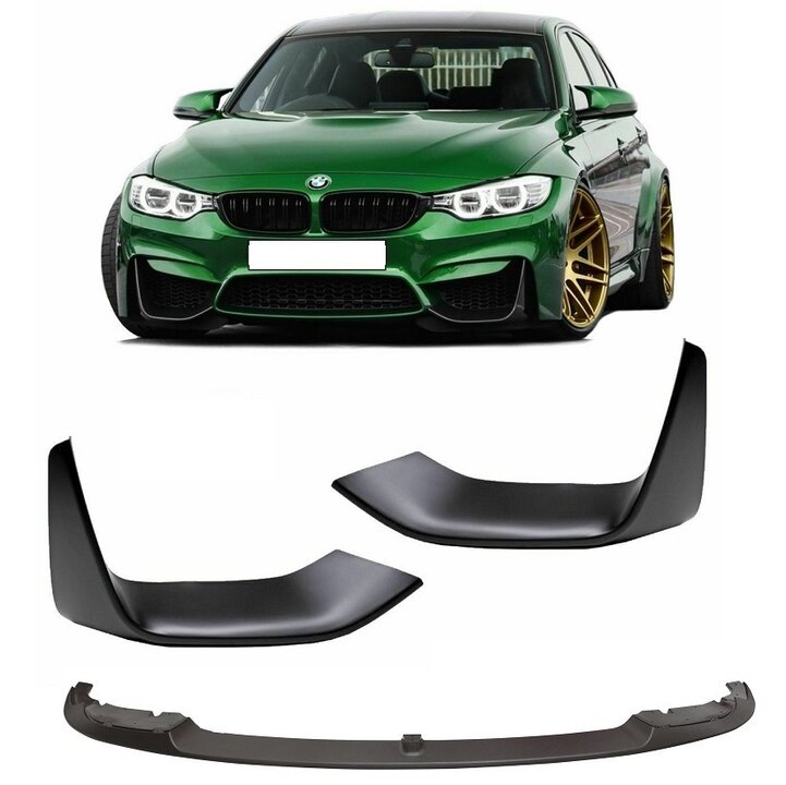 Frontspoiler mat zwart passend voor BMW M3 F80 en M4 F82 en M4 F83