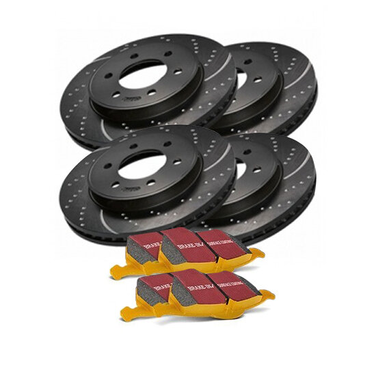 EBC remschijven en Yellowstuff remblokken complete set passend voor BMW 3 serie E46 316i tot en met 328i