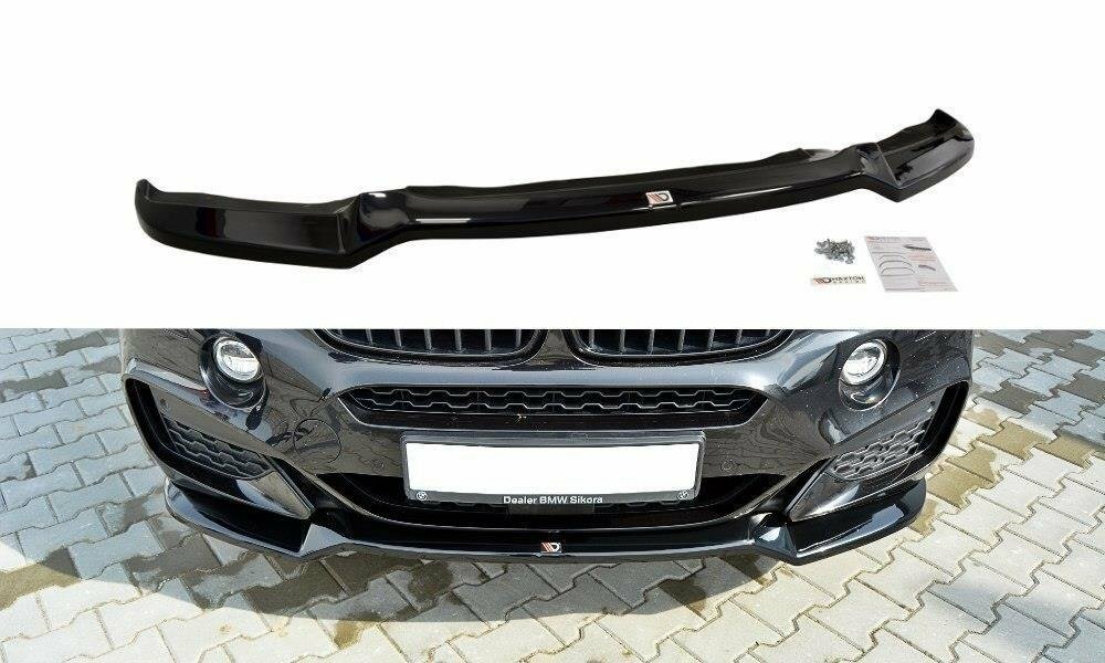 Frontspoiler glanzend zwart V1 passend voor BMW X6 F16 met M pakket voorbumper Maxton Design