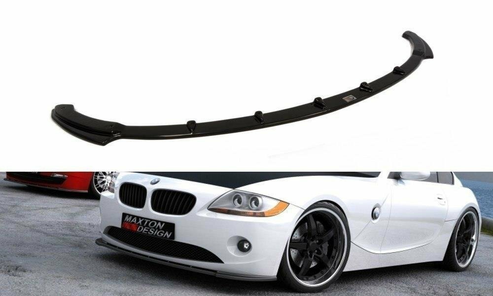 Frontspoiler glanzend zwart met vinnen passend voor BMW Z4 E85 met standaard voorbumper model 2003 - 2006 Maxton Design