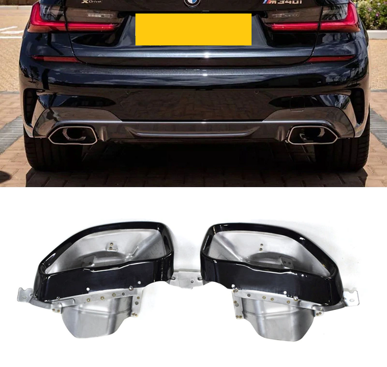 M340i look uitlaat eindstukken glanzend zwart passend voor BMW 3 serie G20 en G21