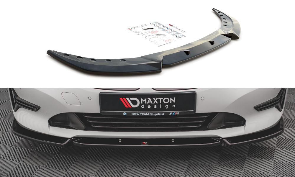 Frontspoiler V1 glanzend zwart passend voor BMW 3 serie G20 en G21 model 2019 - 2022 met standaard voorbumper Maxton Design