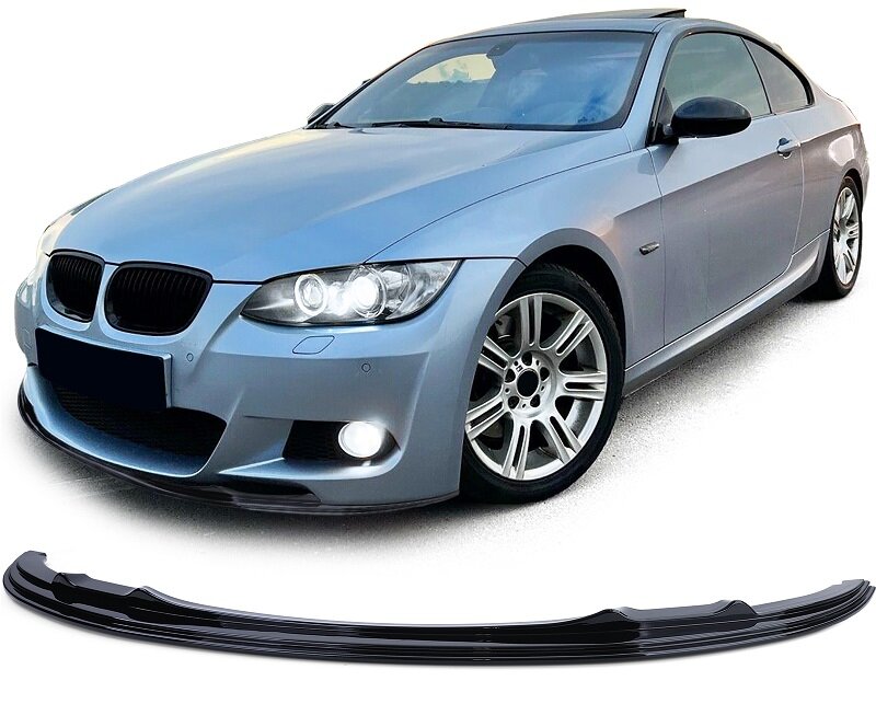 Front spoiler glanzend zwart passend voor BMW 3 serie E92 en E93  model 2006 - 2010 met M pakket voorbumper