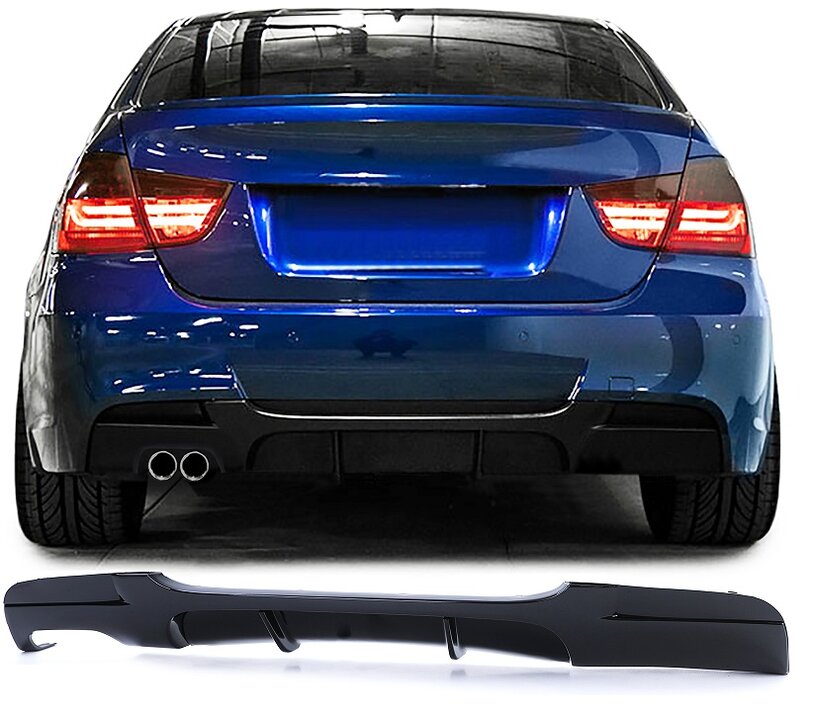 Performance look diffuser uitlaat links glanzend zwart passend voor BMW 3 serie E90 en E91 met M pakket achterbumper