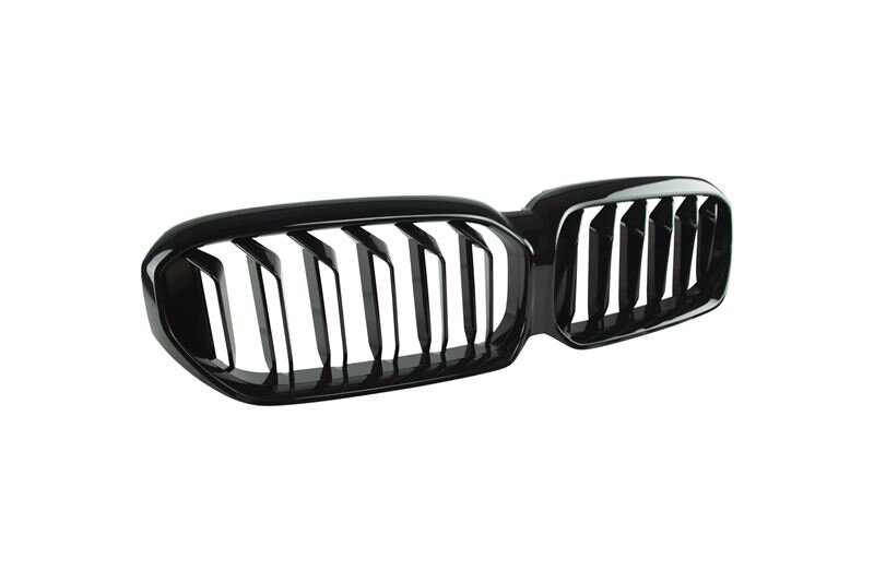 Grill glanzend zwart dubbelspijls passend voor BMW 5 serie G30 LCI en G31 LCI model 2020 - 2023 met camera