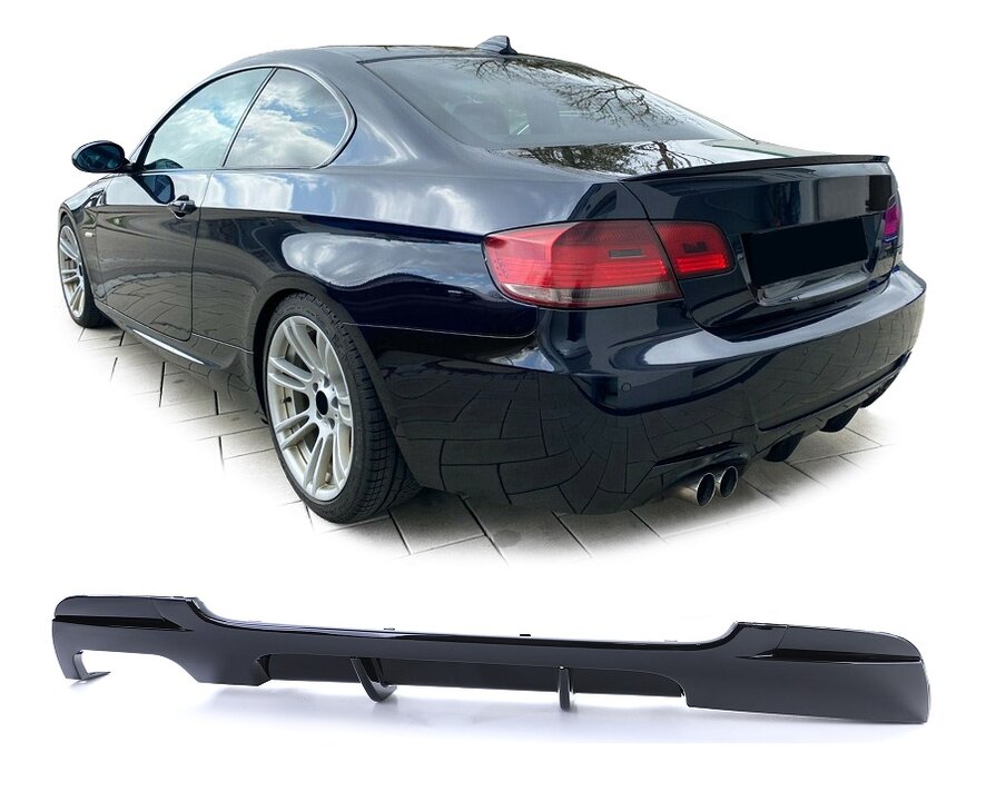 Diffuser performance look uitlaat links glanzend zwart passend voor BMW 3 serie E92 en E93 met M pakket achterbumper