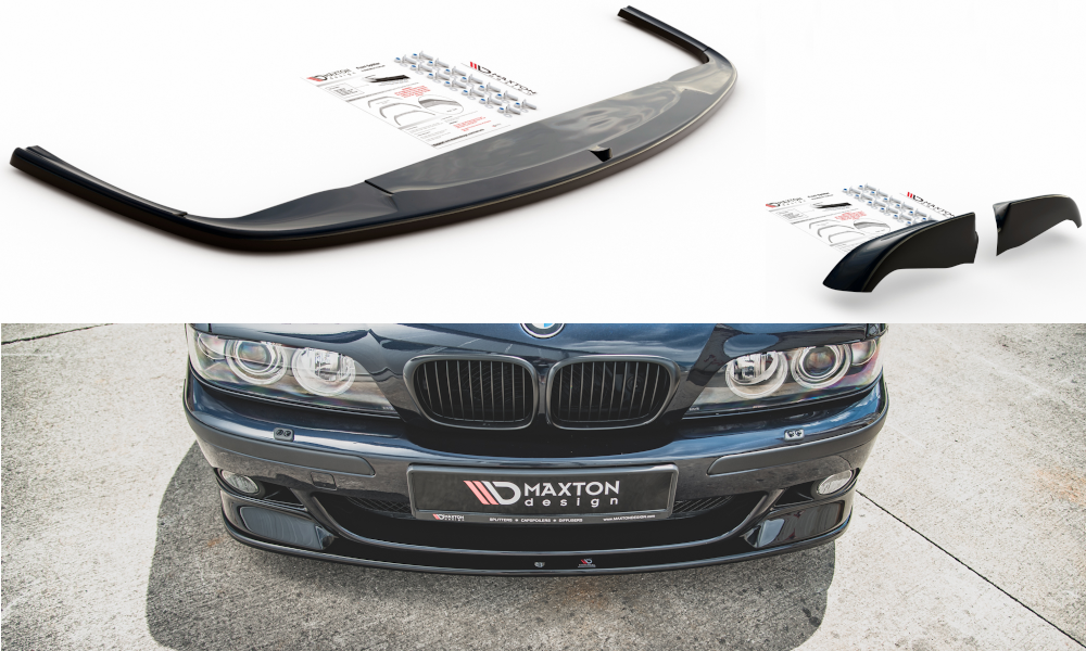 Front spoiler en splitters glanzend zwart passend voor BMW 5 serie E39 met M pakket voorbumper 