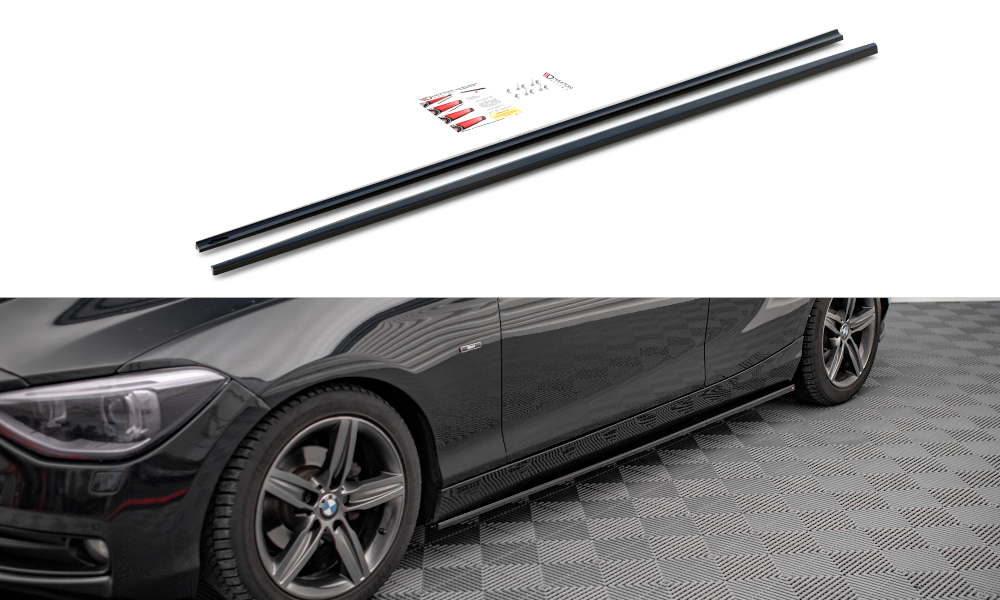 Maxton Design aanzet sideskirts glanzend zwart standaard skirts passend BMW 1 serie F20 