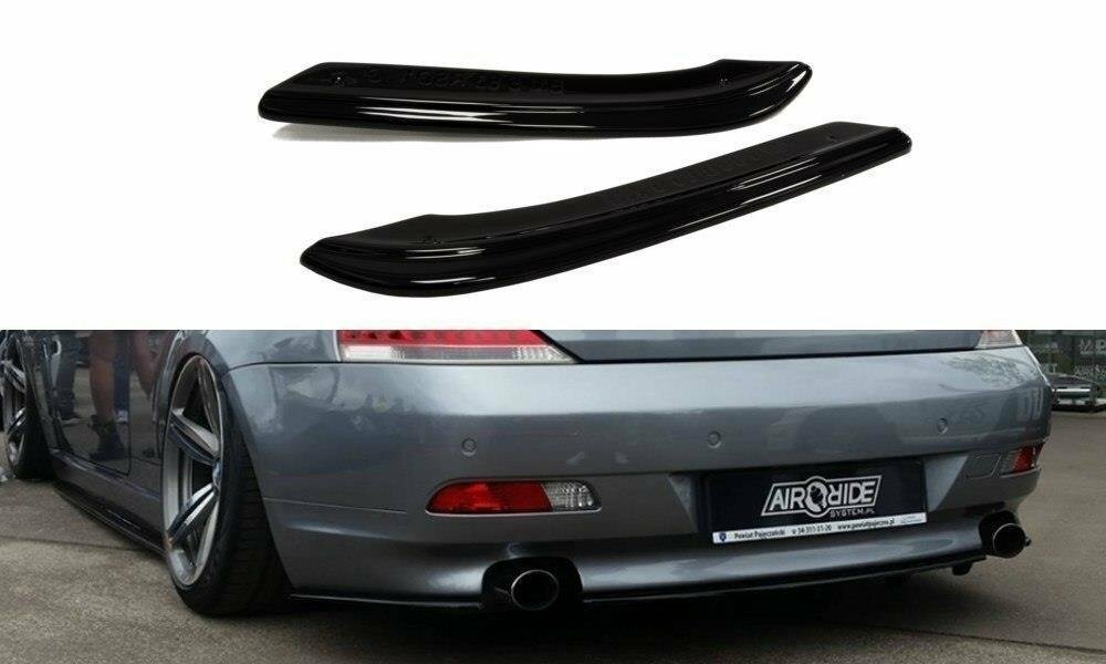 Glanzend zwarte splitters passend voor BMW 6 serie E63 en E64 pre facelift met standaard achterbumper model 2003 - 2007 Maxton Design