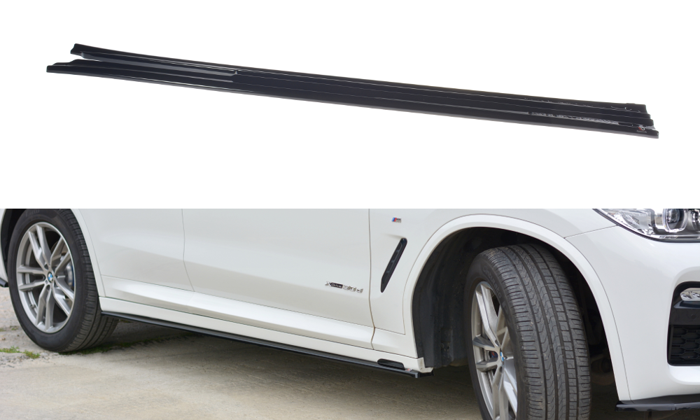 Sideskirt aanzets glanzend zwart versie 2 passend voor BMW X3 G01 met M pakket 