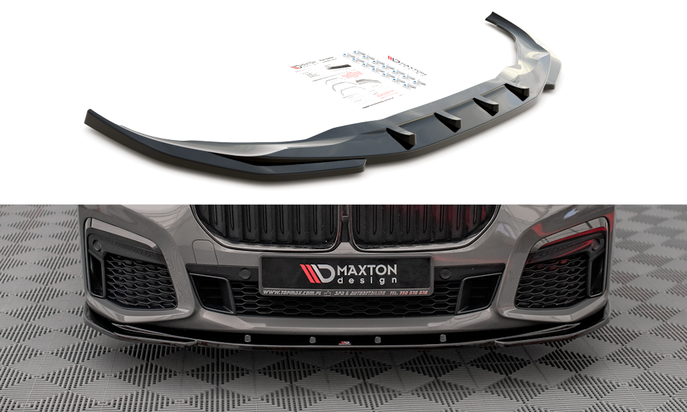 Frontsplitter glanzend zwart V1 passend voor BMW 7 serie G11 LCI model vanaf 2019 met M pakket voorbumper