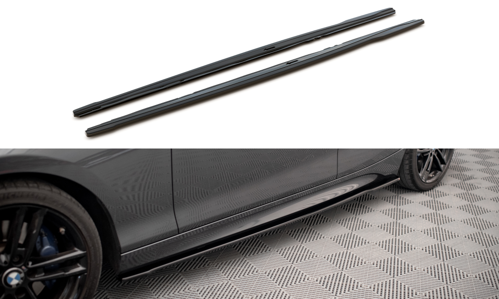 Sideskirts aanzet glanzend zwart versie 2 passend voor BMW 1 serie F20 en F20LCI met M pakket sideskirts Maxton Design
