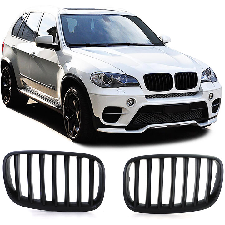 Mat zwarte grillen passend voor BMW X5 E70 en X6 E71