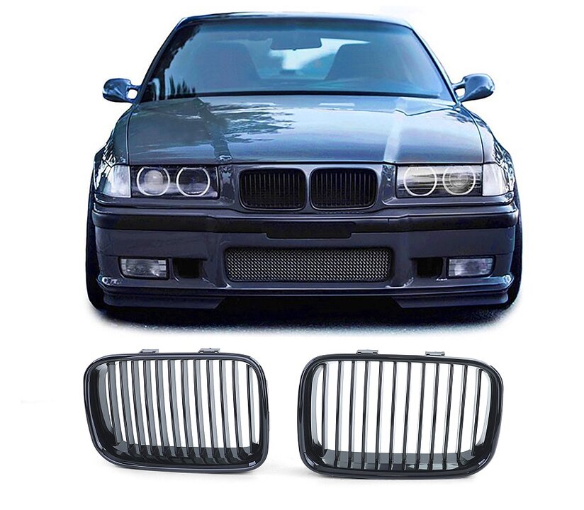 Glanzend zwarte grillen passend voor BMW 3 serie E36 model 1991 - 1996