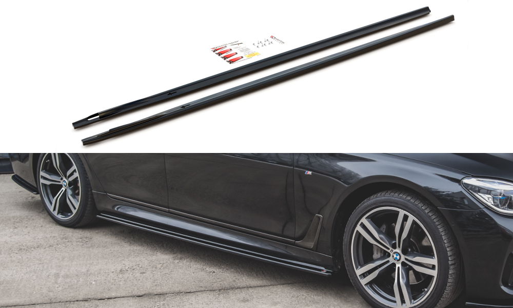 Sideskirt aanzets glanzend zwart passend voor BMW 7 serie G11 model 2015 - 2018 met M pakket sideskirts