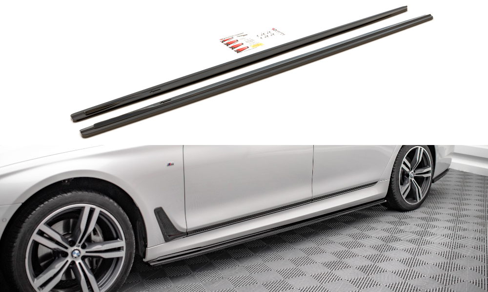 Sideskirt aanzets glanzend zwart passend voor BMW 7 serie G12 met M pakket sideskirts model 2015 - 2018