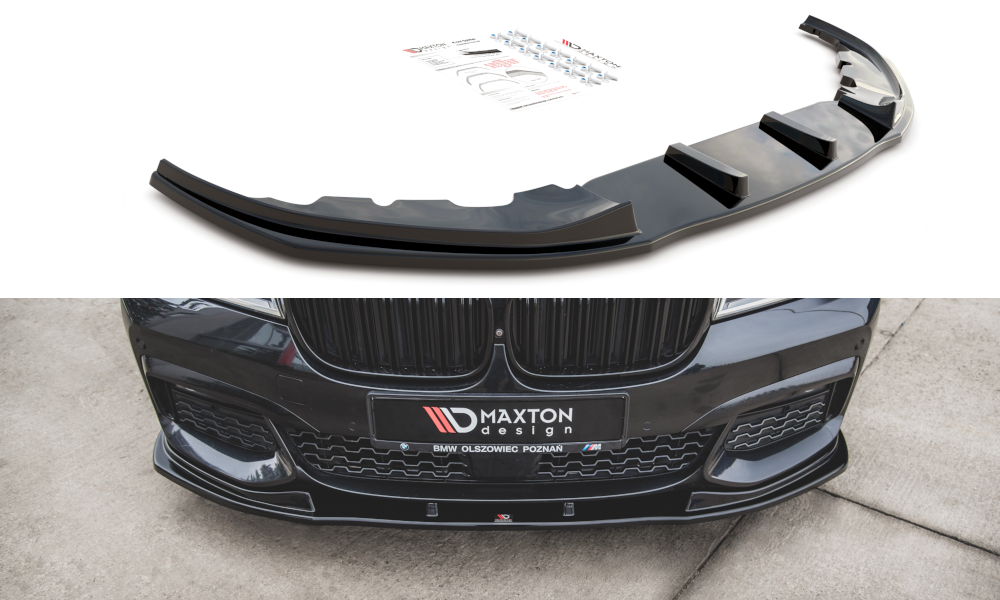 Frontsplitter V2 glanzend zwart passend voor BMW 7 serie G11 met M pakket voorbumper Maxton Design