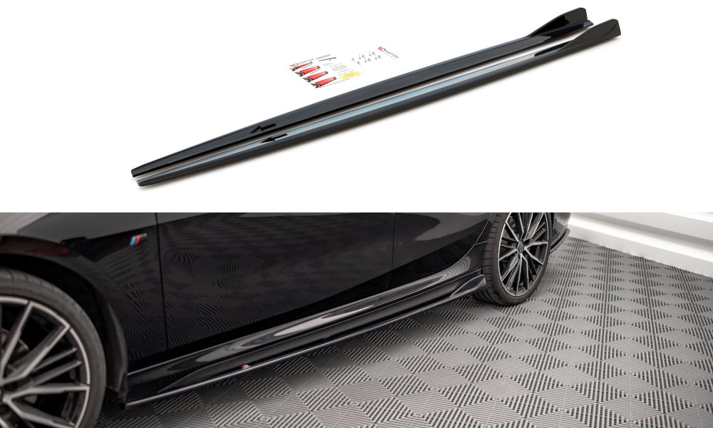 Glanzend zwarte sideskirt aanzets passend voor BMW 2 serie F44 met M pakket sideskirts Maxton Design versie 2